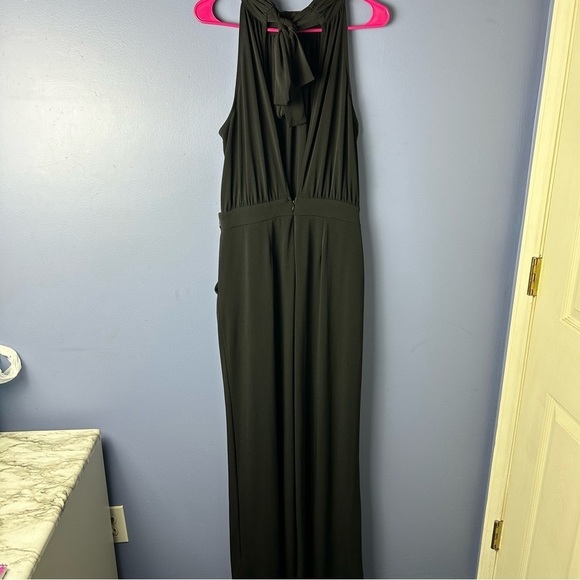 New York and Company Stretch Black Open Back  Halter Jumpsuit - Picture 3 of 9